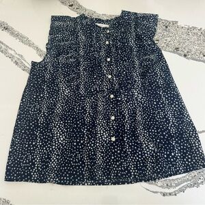 LOFT Dark Blue Star Pattern Top
